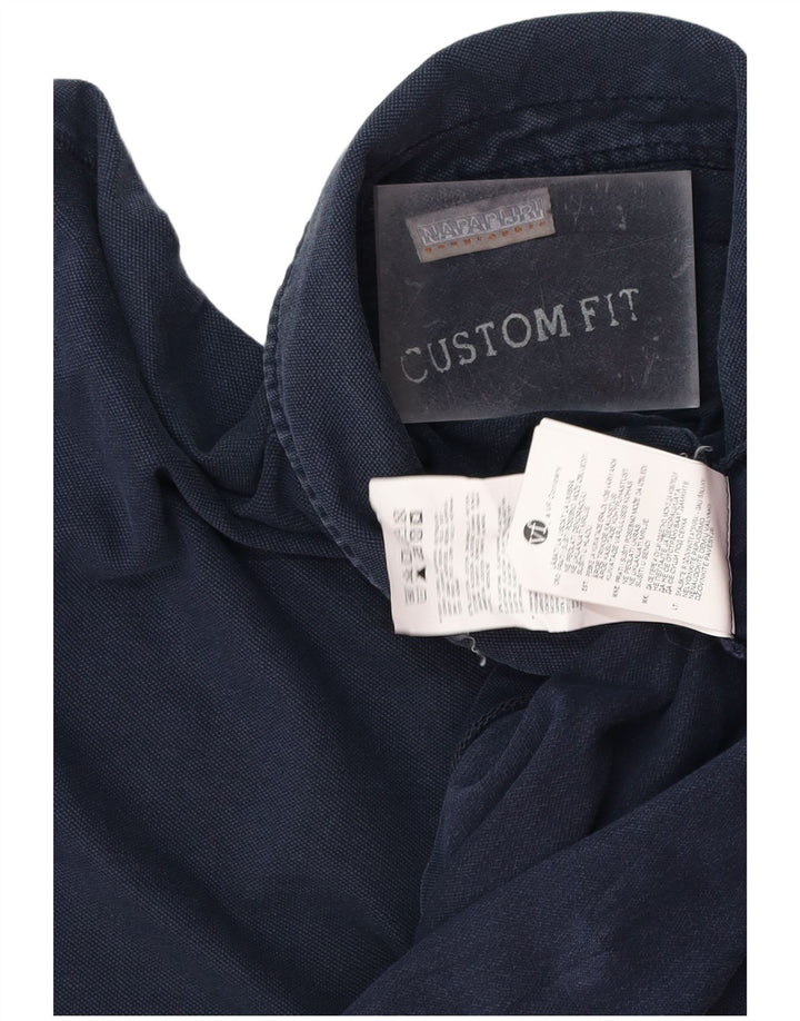 NAPAPIJRI Mens Custom Fit Polo Shirt Small Navy Blue Cotton