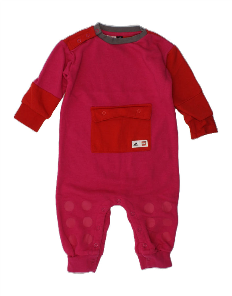 ADIDAS Baby Girls Jumpsuit 9-12 Months Red Colourblock Cotton | Vintage Adidas | Thrift | Second-Hand Adidas | Used Clothing | Messina Hembry 