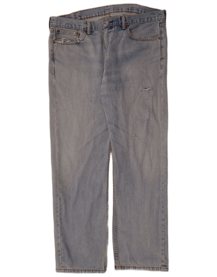 LEVI'S Mens 505 Distressed Straight Jeans W40 L32 Blue Cotton