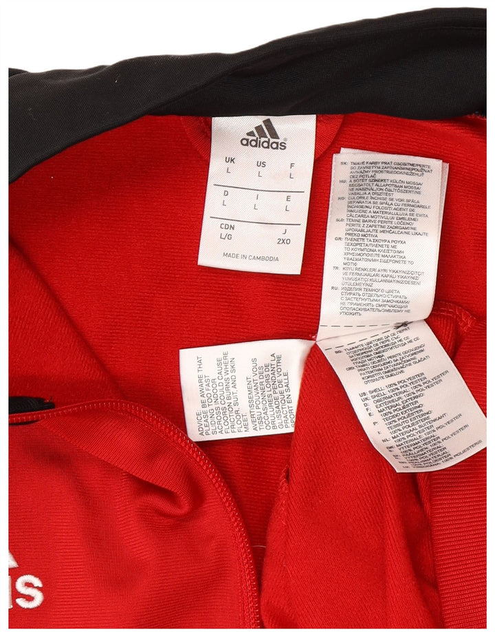 Adidas Mens Graphic Tracksuit Top Jacket Large Red Colourblock Polyester