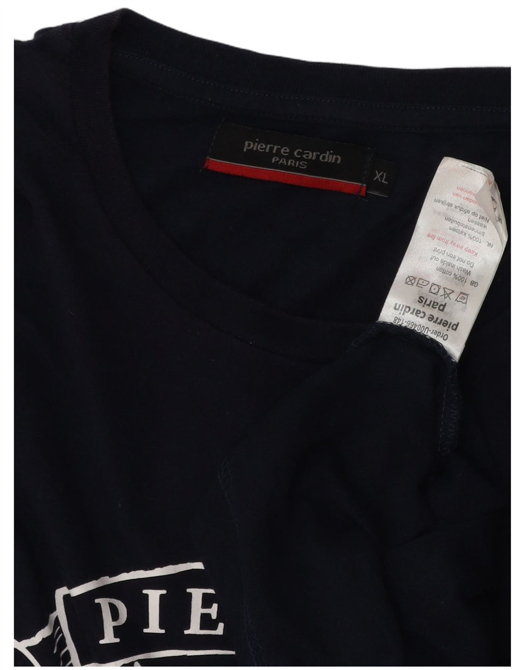 PIERRE CARDIN Mens Graphic T-Shirt Top XL Navy Blue Cotton