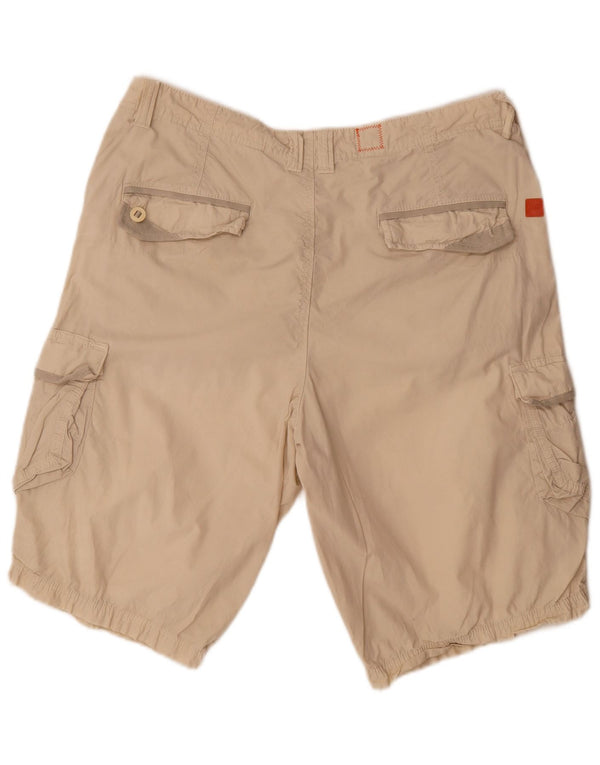 Hugo Boss Mens Cargo Shorts EU 52 XL W38 Beige Cotton