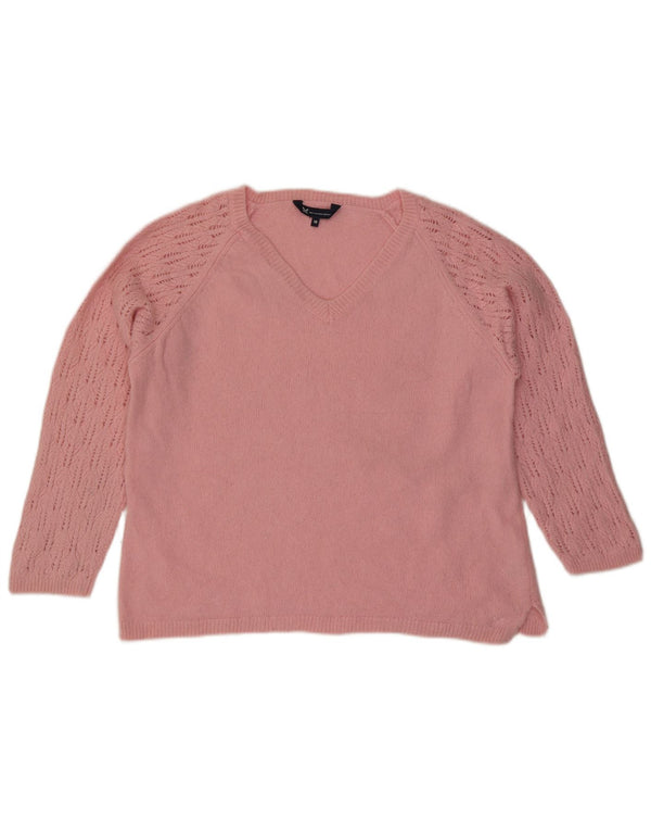 Crew Clothing Womens V-Neck Jumper Sweater UK 18 XL Pink Wool