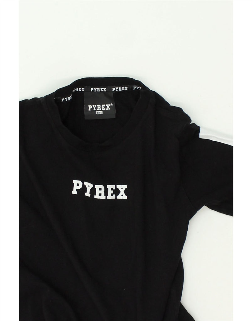 PYREX Boys Graphic Top Long Sleeve 7-8 Years Small Black Colourblock | Vintage Pyrex | Thrift | Second-Hand Pyrex | Used Clothing | Messina Hembry 