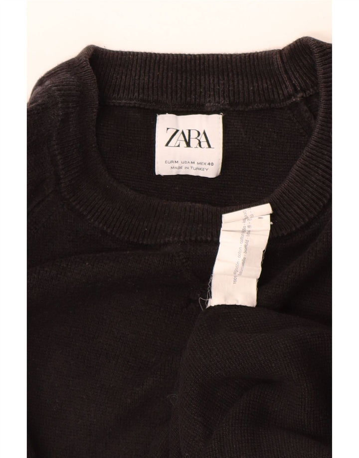 ZARA Mens Crew Neck Jumper Sweater Medium Brown Cotton