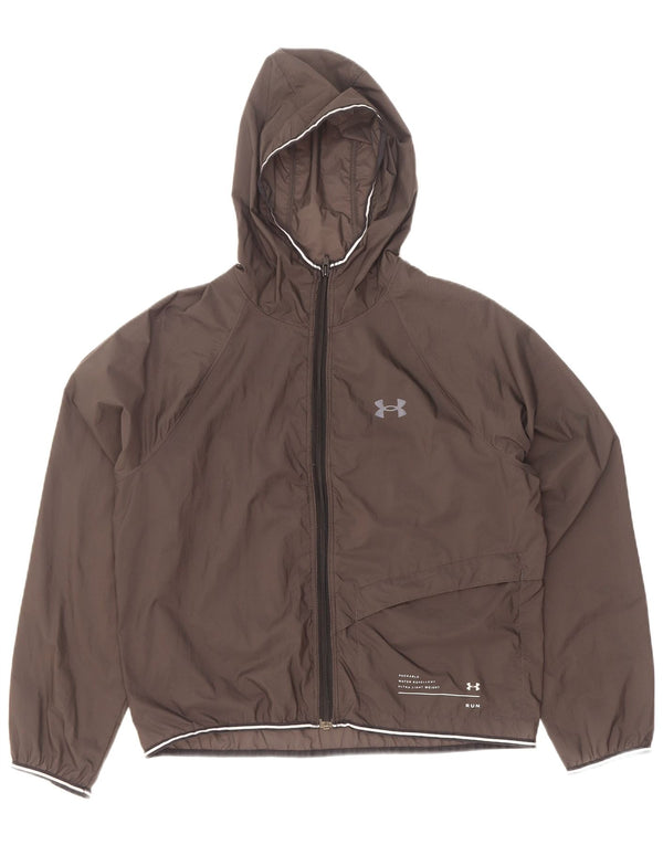Under Armour Womens Heat Gear Hooded Tracksuit Top Jacket UK 16 Large Grey
