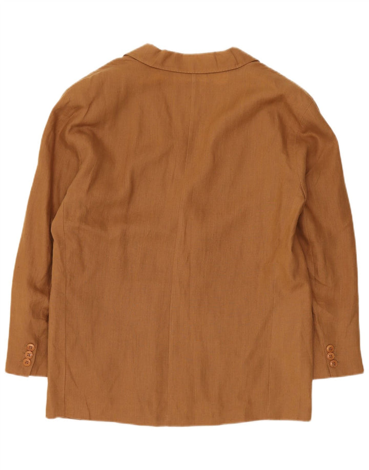 Max Mara Womens 1 Button Blazer Jacket UK 14 Large  Brown Linen