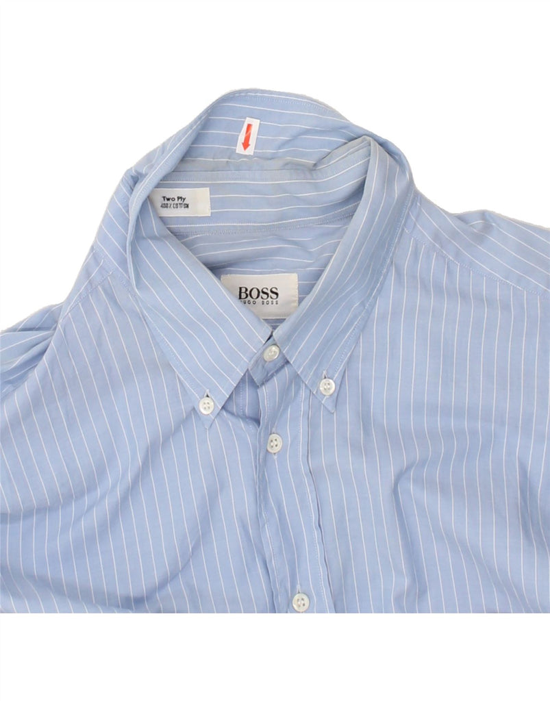 HUGO BOSS Mens Shirt XL Blue Striped Cotton | Vintage Hugo Boss | Thrift | Second-Hand Hugo Boss | Used Clothing | Messina Hembry 