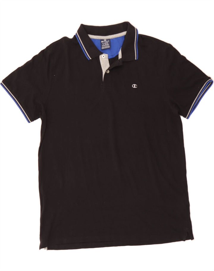 CHAMPION Mens Polo Shirt XL Black Cotton Vintage Champion and Second-Hand Champion from Messina Hembry 