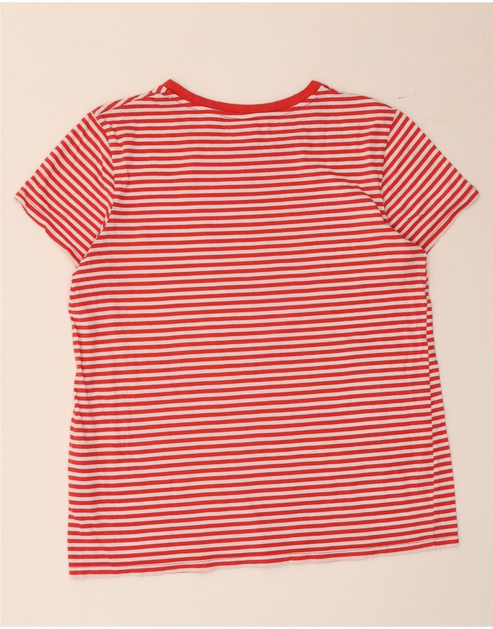 Levi's Womens T-Shirt Top UK 14 Medium Red Pinstripe Cotton