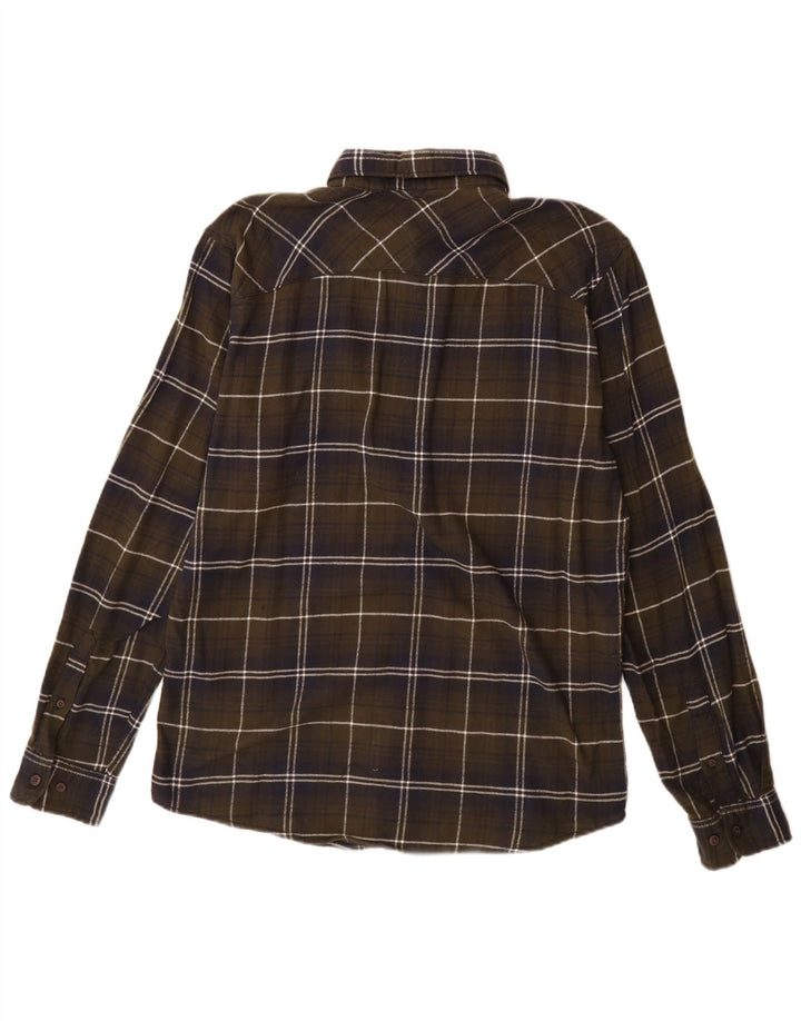 Jack & Jones Mens Flannel Shirt Large Khaki Check Cotton