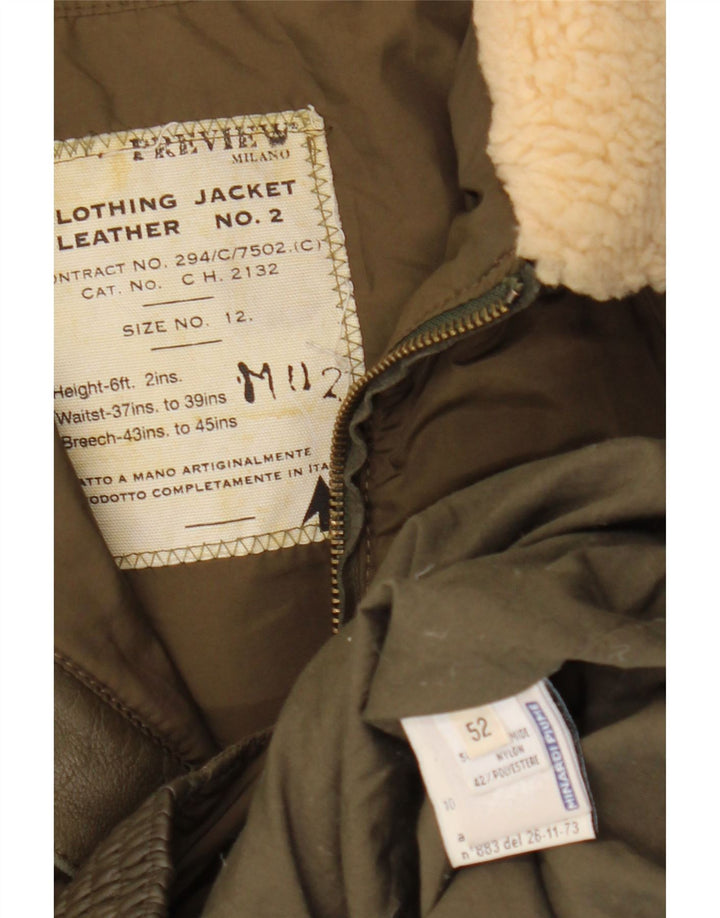 Vintage Mens Padded Jacket IT 52 XL Khaki Polyamide