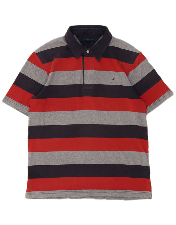 Tommy Hilfiger Mens Polo Shirt Large Multicoloured Striped Cotton