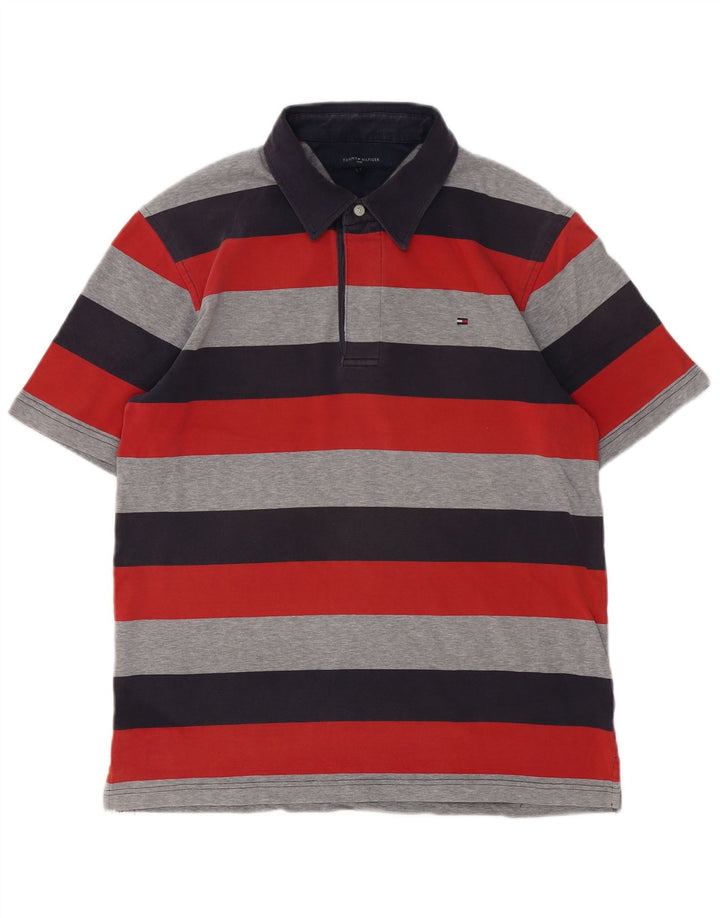 Tommy Hilfiger Mens Polo Shirt Large Multicoloured Striped Cotton