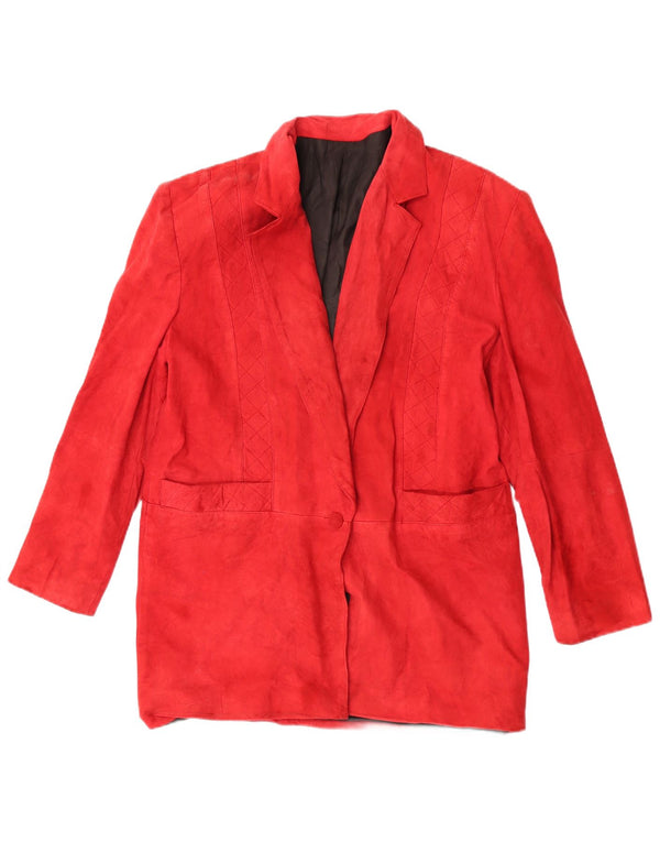 Vintage Womens 1 Button Suede Blazer Jacket UK 12 Medium Red