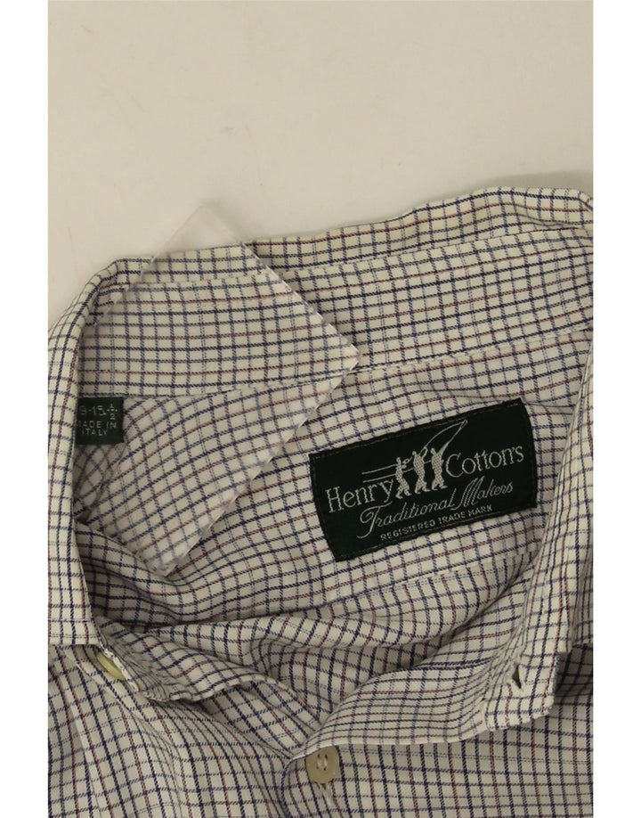 Henry Cottons Mens Shirt Size 39 15 1/2 Medium Grey Gingham