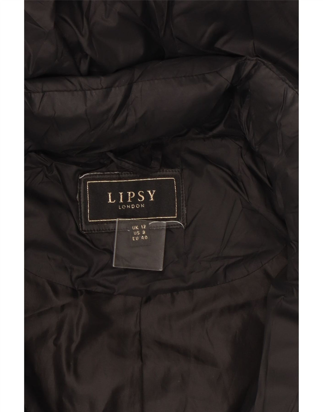 Lipsy Womens Hooded Padded Coat UK 12 Medium  Black Polyamide