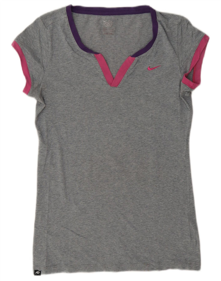 Nike Womens T-Shirt Top UK 12/14 Medium Grey Flecked