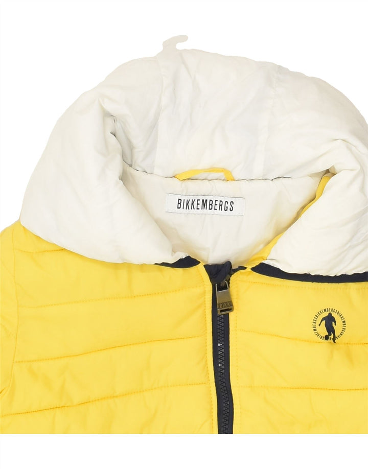 BIKKEMBERGS Boys Hooded Padded Jacket 9-10 Years Yellow Polyamide | Vintage Bikkembergs | Thrift | Second-Hand Bikkembergs | Used Clothing | Messina Hembry 