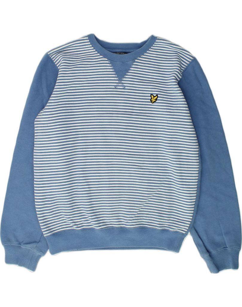 LYLE & SCOTT Girls Sweatshirt Jumper 10-11 Years Blue Striped | Vintage Lyle & Scott | Thrift | Second-Hand Lyle & Scott | Used Clothing | Messina Hembry 