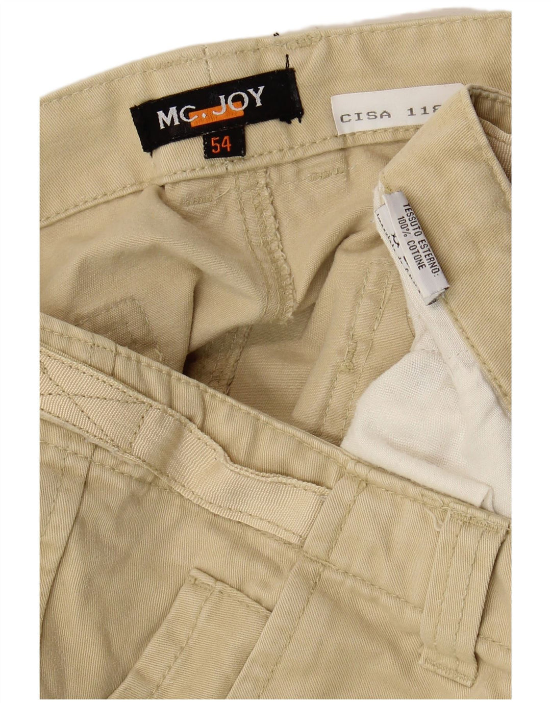 MC Joy Mens Straight Cargo Trousers IT 54 2XL W40 L29 Beige Cotton