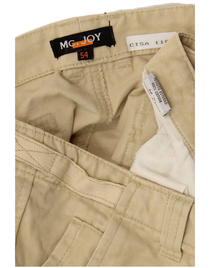 MC Joy Mens Straight Cargo Trousers IT 54 2XL W40 L29 Beige Cotton