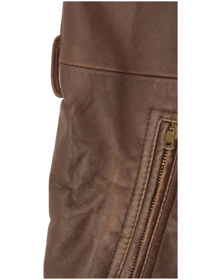 Vintage Mens Leather Jacket IT 52 XL Brown Leather
