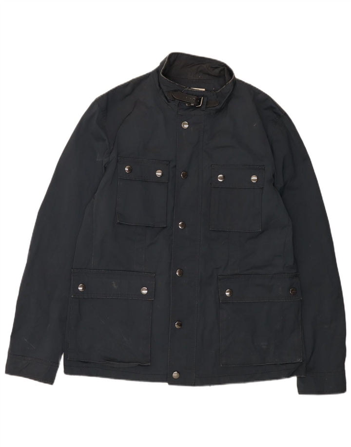 Zara Mens Utility Jacket UK 42 XL Navy Blue Polyester