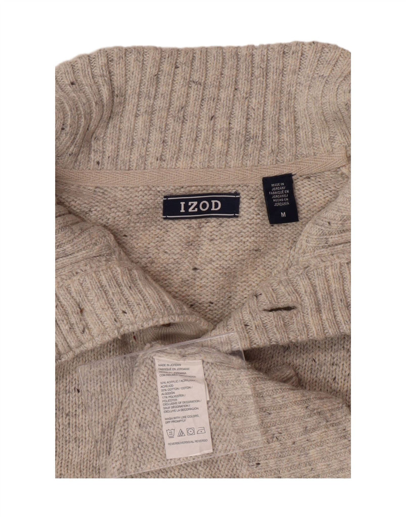 IZOD Mens Button Neck Jumper Sweater Medium Off White Flecked Acrylic Vintage Izod and Second-Hand Izod from Messina Hembry 