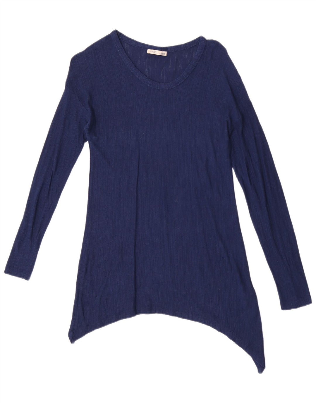 Zara Womens Asymmetric Tunic Top UK 10 Small Blue Viscose