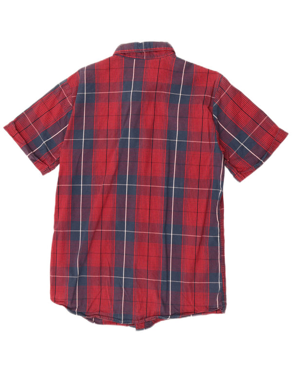 Jack & Jones Mens Short Sleeve Shirt Medium Red Plaid Cotton