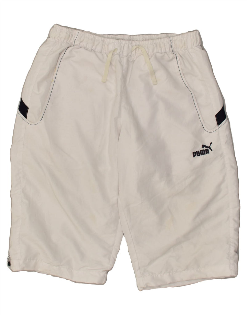 PUMA Mens Sport Shorts Medium White Polyester | Vintage Puma | Thrift | Second-Hand Puma | Used Clothing | Messina Hembry 