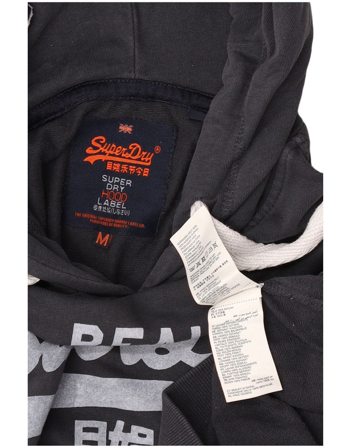 Superdry Mens Graphic Hoodie Jumper Medium Black Cotton