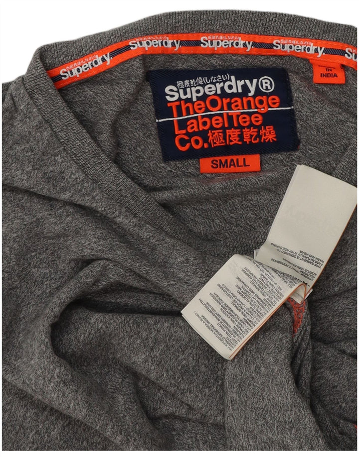 Superdry Mens Top Long Sleeve Small Grey Flecked Cotton