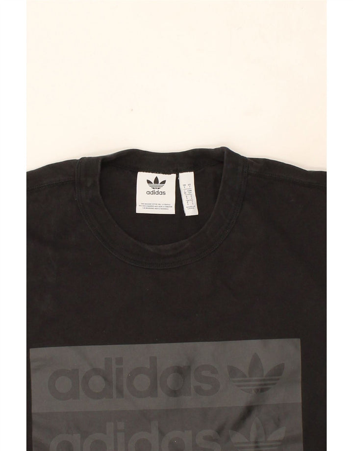 ADIDAS Mens Graphic T-Shirt Top Small Black Cotton Vintage Adidas and Second-Hand Adidas from Messina Hembry 