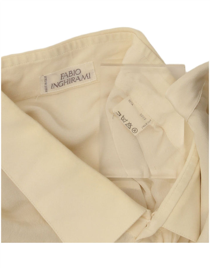 Fabio Inghirami Mens Shirt XL Off White Silk