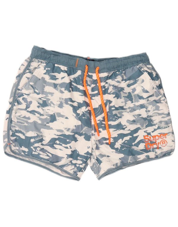 Superdry Mens Swimming Shorts XL  Blue Camouflage Polyester