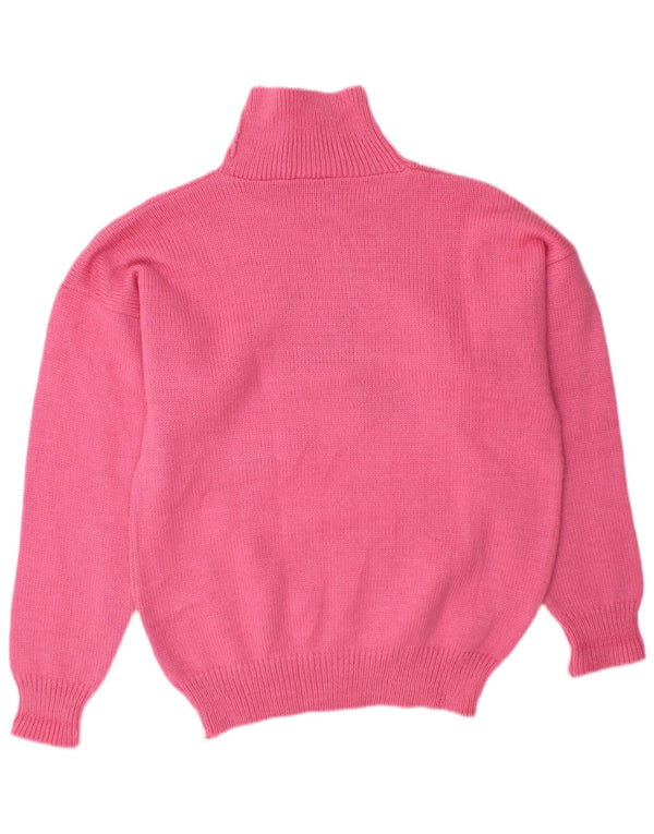 CAPUA Womens Graphic Roll Neck Jumper Sweater UK 16 Large Pink Striped