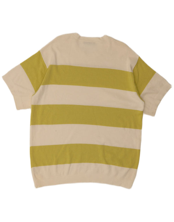 Zara Mens T-Shirt Top Large Off White Colourblock Cotton