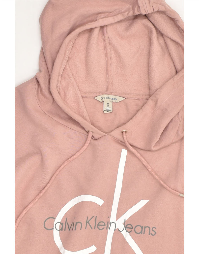 CALVIN KLEIN Womens Graphic Hoodie Jumper UK 12 Medium Pink Cotton | Vintage Calvin Klein | Thrift | Second-Hand Calvin Klein | Used Clothing | Messina Hembry 