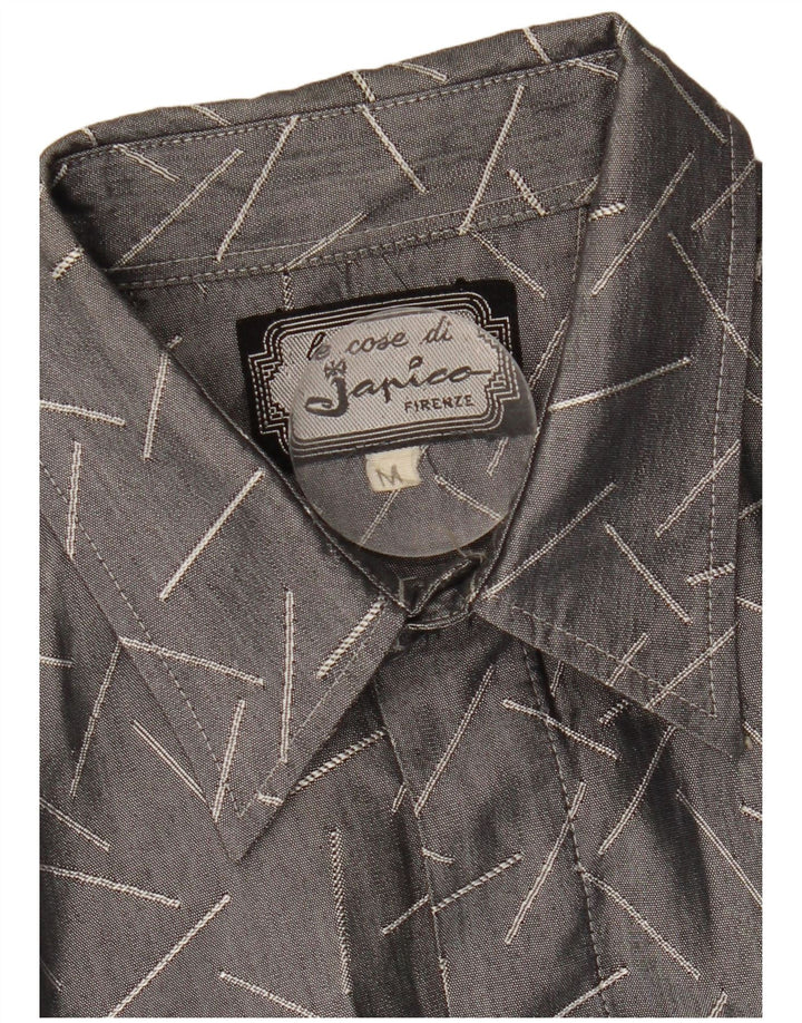Vintage Mens Shirt Medium Grey Geometric