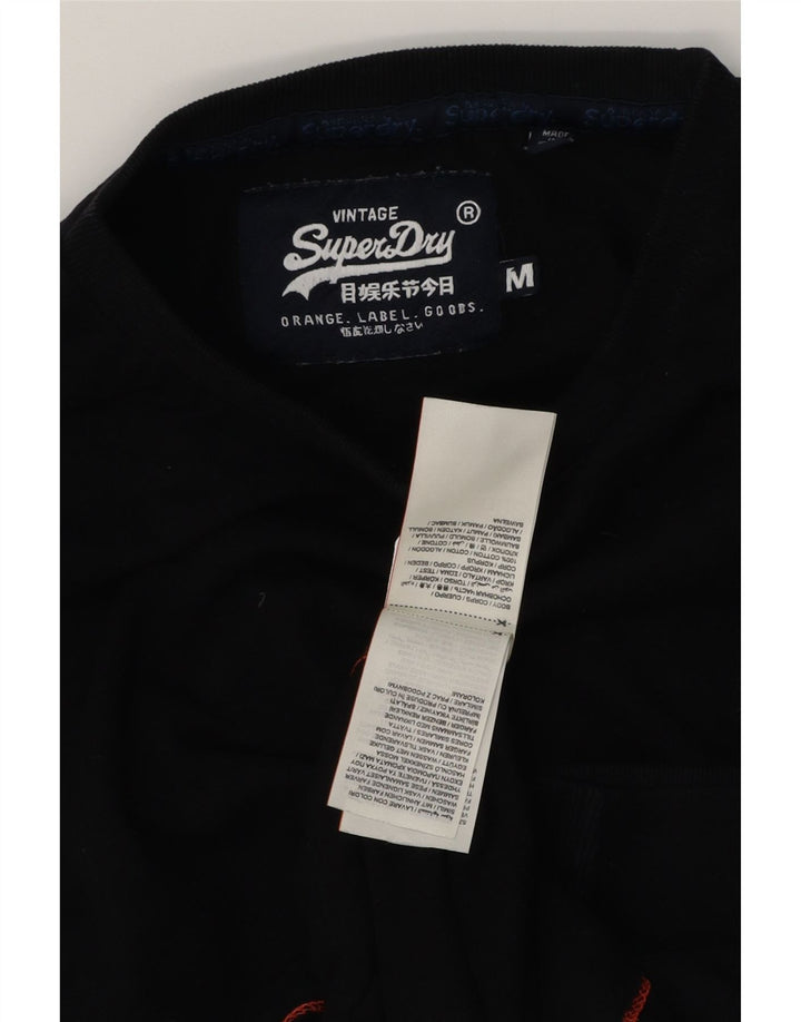 SUPERDRY Mens Top Long Sleeve Medium Black Cotton