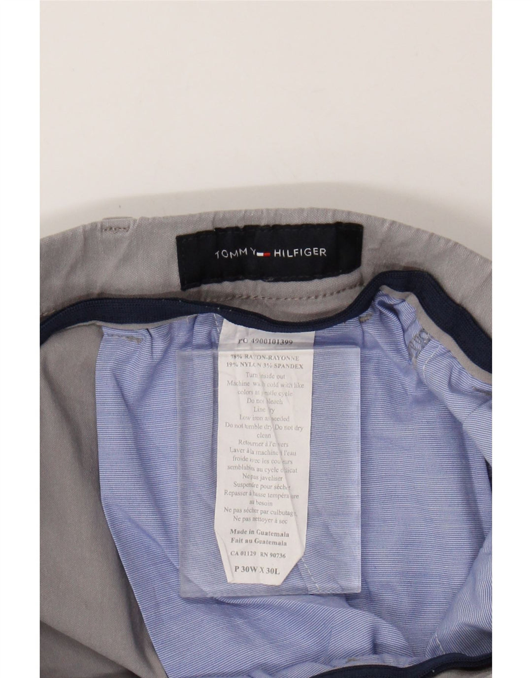 TOMMY HILFIGER Mens Slim Chino Trousers W30 L30 Grey Rayon
