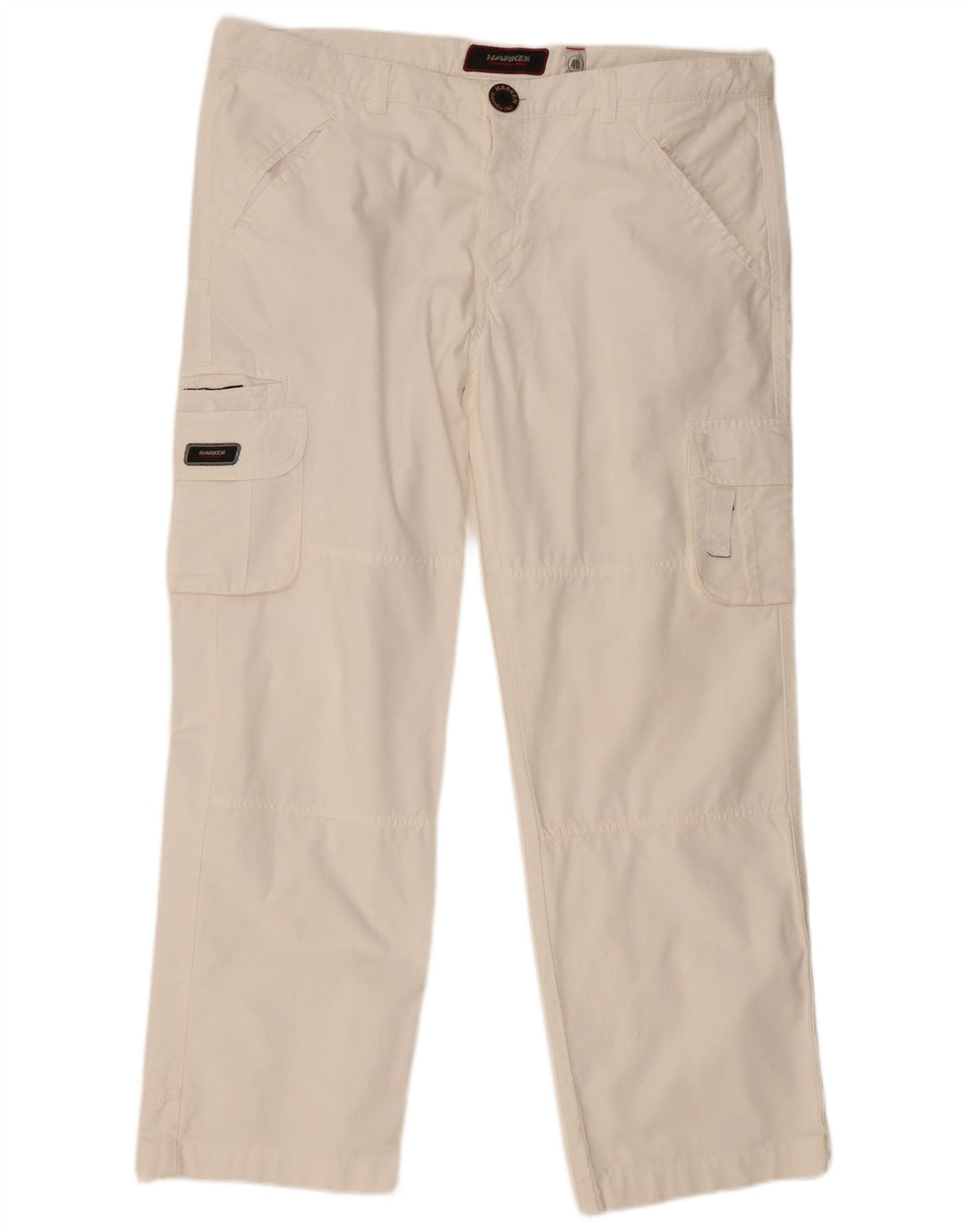 VINTAGE Mens Straight Cargo Trousers W40 L32 White Cotton