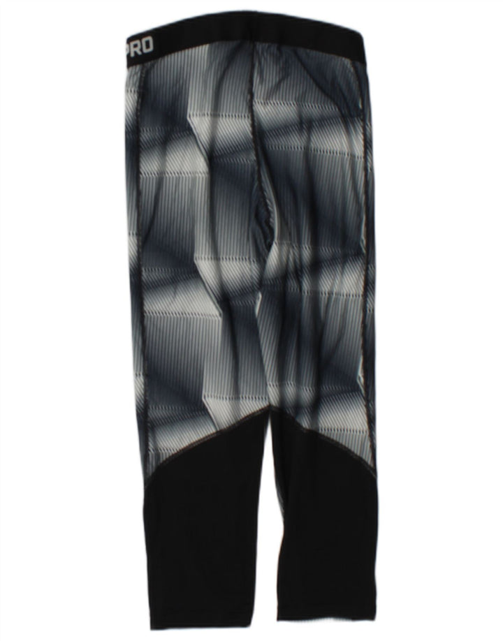 Nike Womens Dri Fit Capri Leggings UK 12 Medium  Grey Geometric Polyester