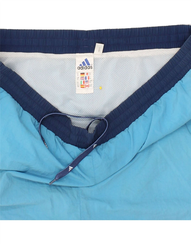 ADIDAS Mens Graphic Sport Shorts Medium Blue Colourblock Polyamide | Vintage Adidas | Thrift | Second-Hand Adidas | Used Clothing | Messina Hembry 