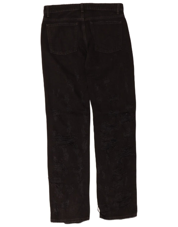 Zara Womens Distressed Low Waist Straight Jeans EU 38 Small W28 L34 Black