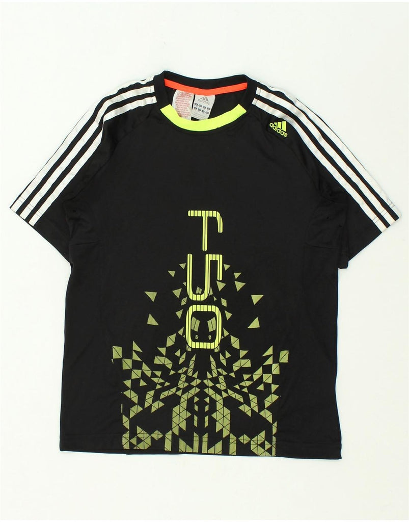 ADIDAS Boys Graphic T-Shirt Top 13-14 Years Black Polyester | Vintage Adidas | Thrift | Second-Hand Adidas | Used Clothing | Messina Hembry 