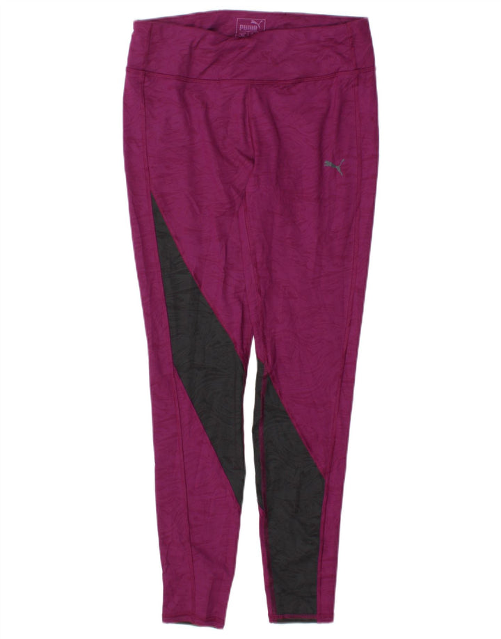 Puma Womens Leggings UK 12 Medium Purple Colourblock