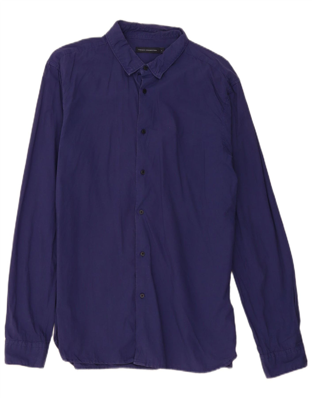 French Connection Mens Slim Fit Shirt Large Navy Blue Cotton